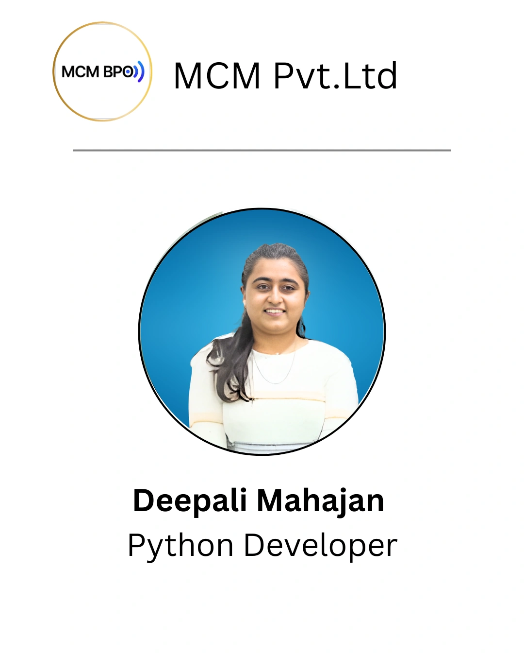 Deepali Mahajan - Python Developer